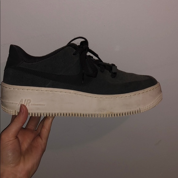 Charcoal colored, suede, Air Force 1s - Picture 5 of 8